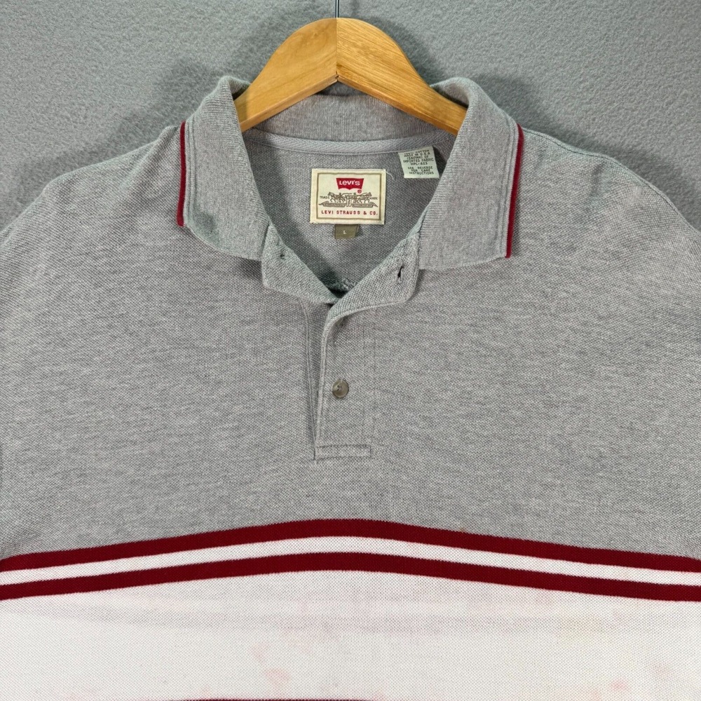 Vintage Levis‎ Polo Shirt Mens Large Multicolor Stripes Classic Golf Classic 90s - Picture 3 of 12